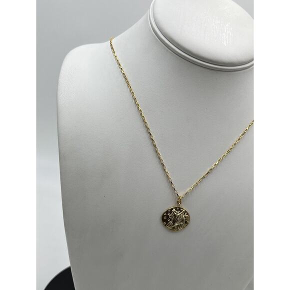 Shashi Designer Magical Pegasus Coin Charm 18K Gold Plated Long Necklace USA - Picture 5 of 12